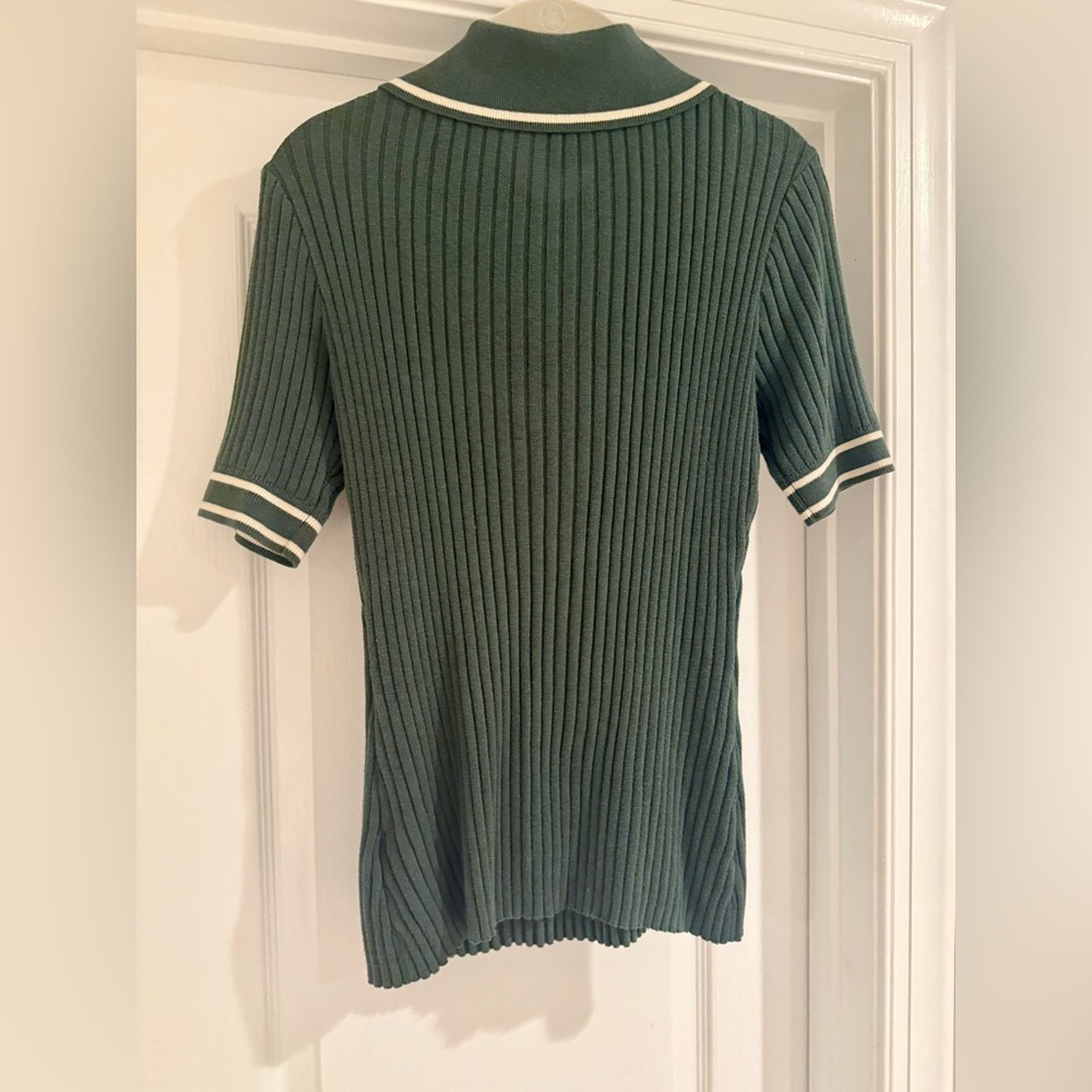 Varley Ribbed Napier Polo Knit T-Shirt Sweater - Picture 5 of 9